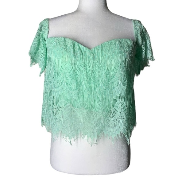 Lace Crop Top with Heart shaped Neckline Large Size - Picture 1 of 11